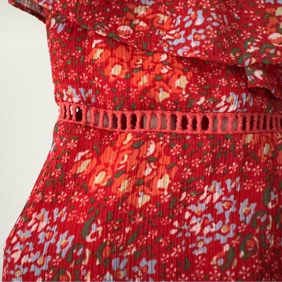 Rebecca Minkoff Lynne Dress Floral Tiered Ruffle Dress Cold Shoulder Cutout Mini - Picture 8 of 14